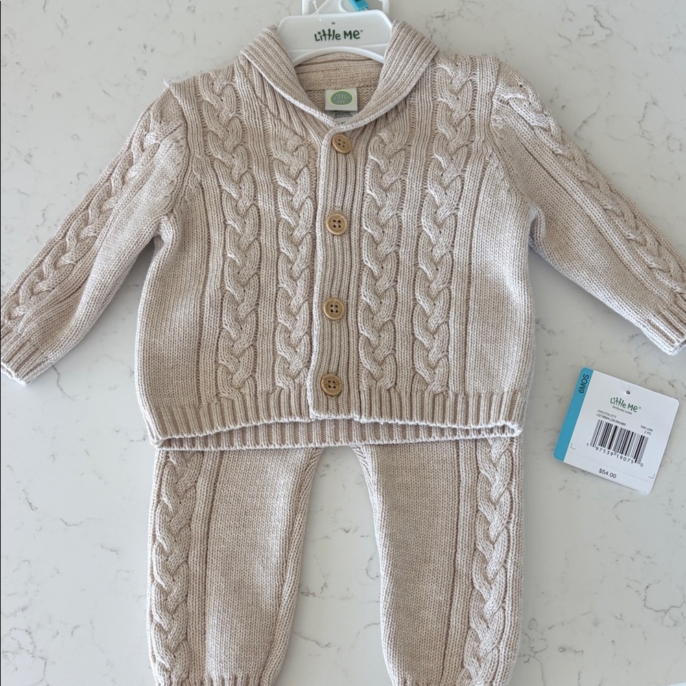 Little Me Tan Sweater Set - Neutral Tan
